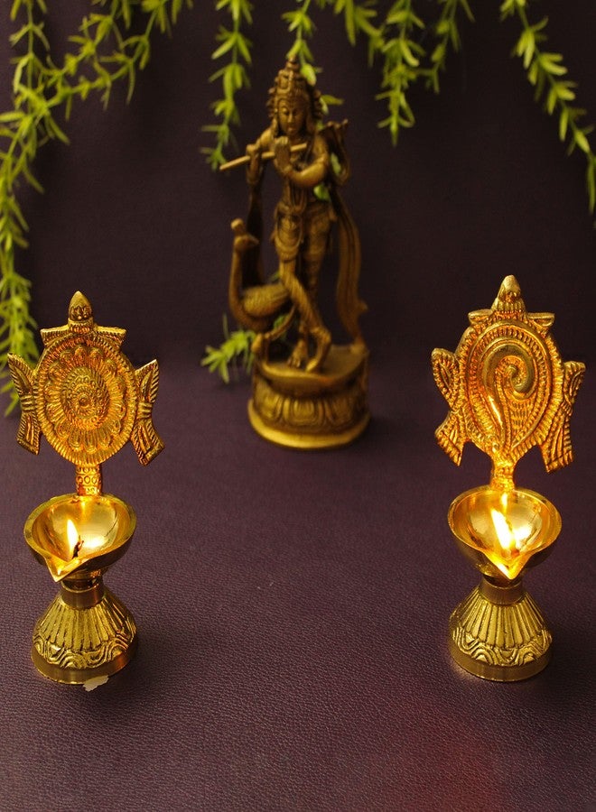 Spillbox ضياء نحاسية لبوجا|بوجا آرتي| مجموعة ديفيا مانجالا فيلاككو| فيشنو شقرا ديا|آرتي ديباك ديبام مصباح زيت للمنزل معبد بوجا مقالات ديكور هدايا - مجموعة شانكو شقرا فيلاككو - Image 2